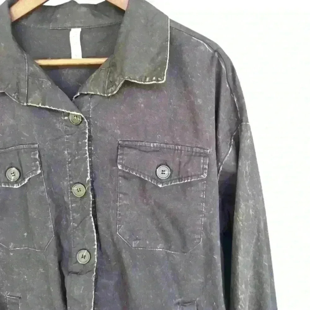 NWOT Zenana Premium Cotton Vintage Washed Shacket - Picture 3 of 7